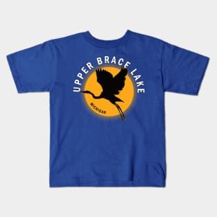 Upper Brace Lake in Michigan Heron Sunrise Kids T-Shirt